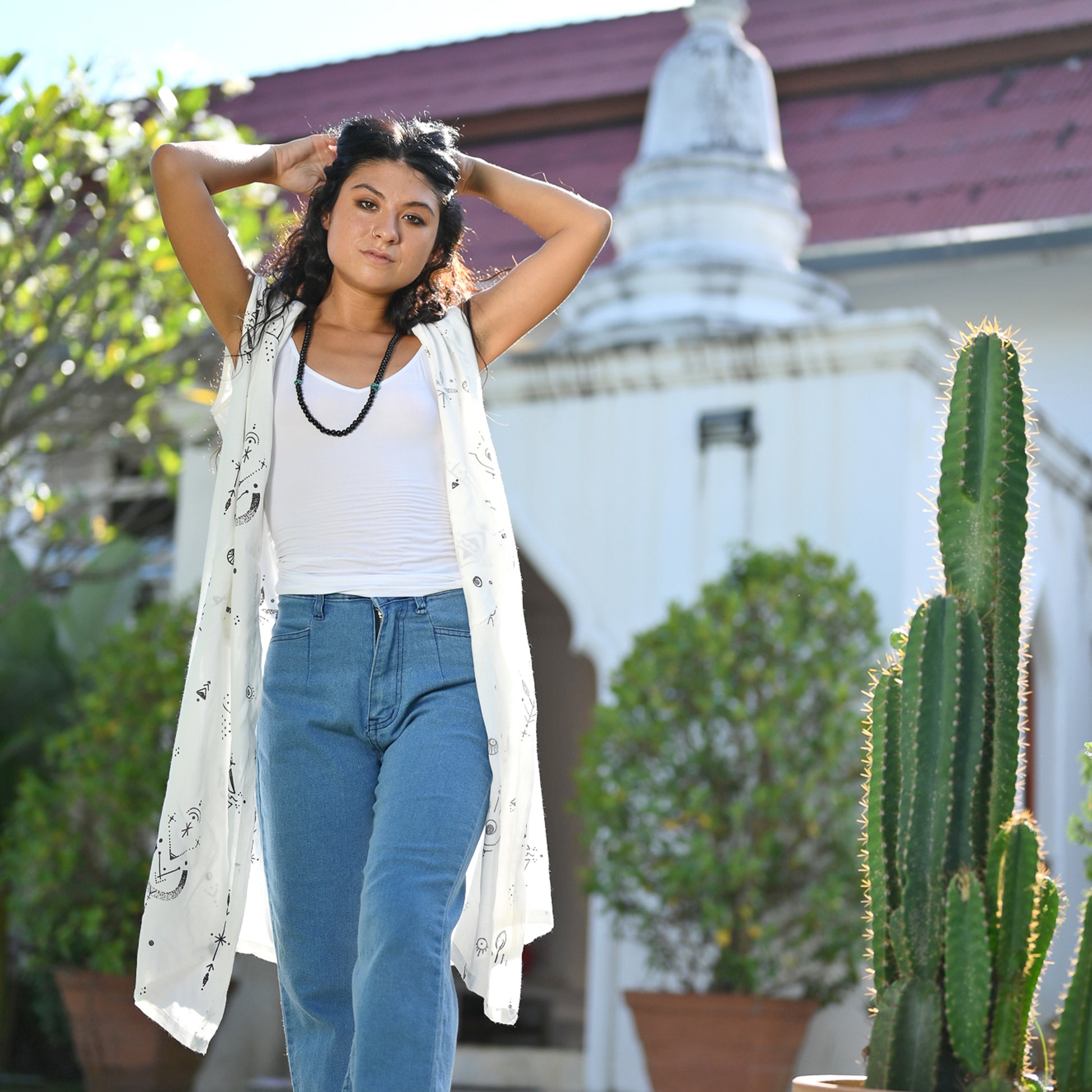 Hippie Boho Style Kimono der Pilger Beige