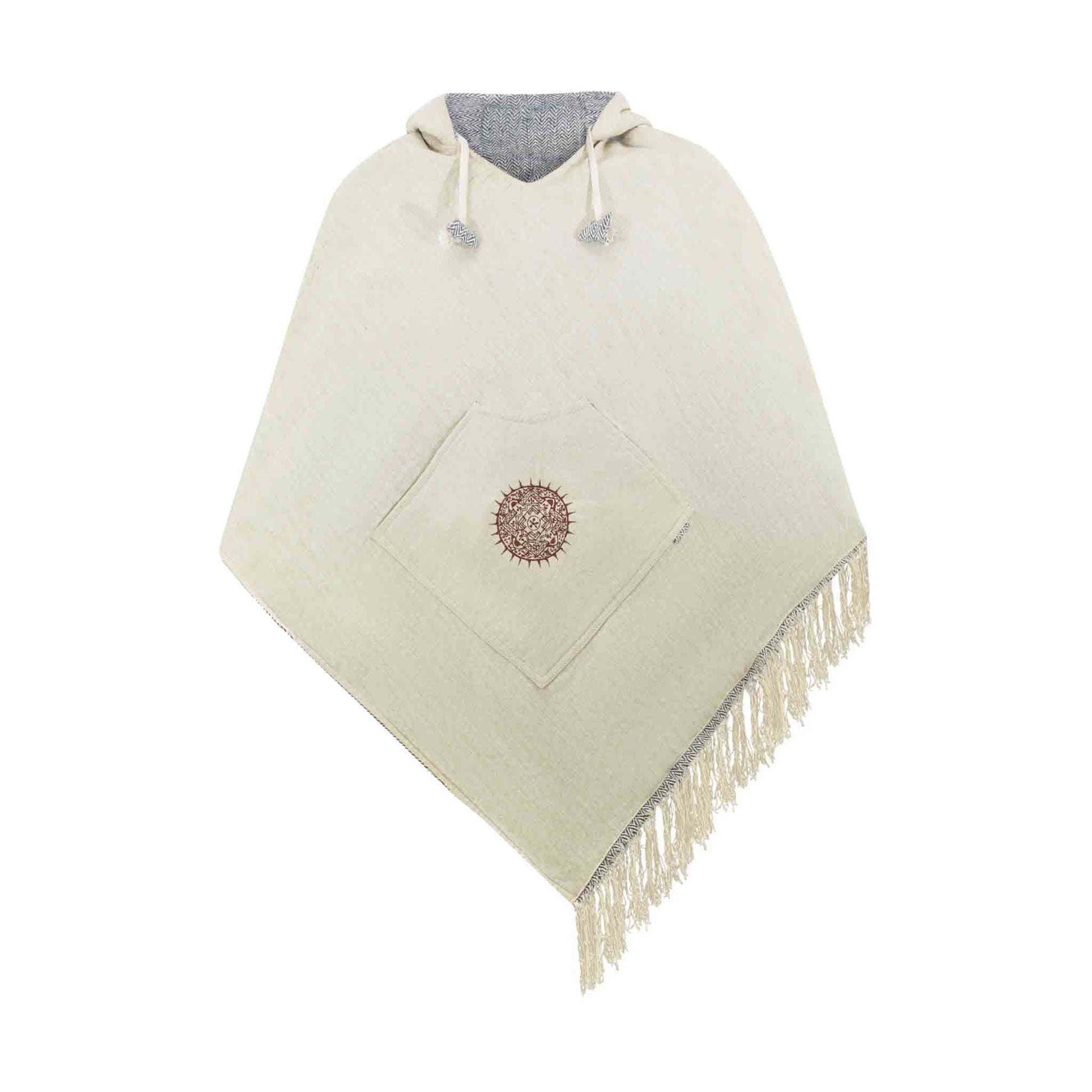 Hippie Wendeponcho im Mexikaner Poncho Style Hanf