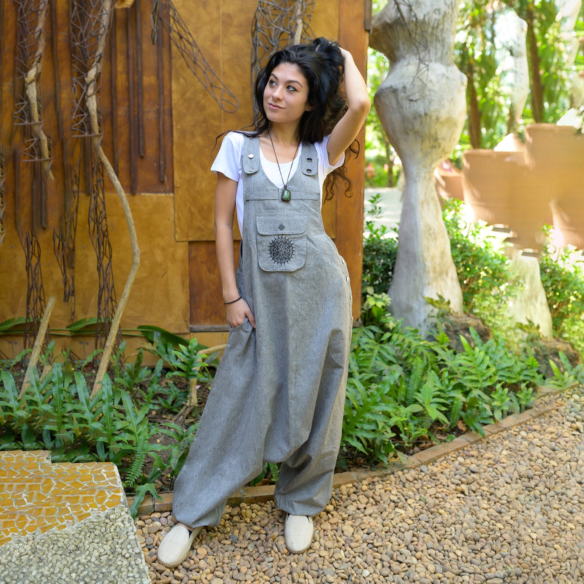 Boho Jumpsuit Sprunghaft Grau