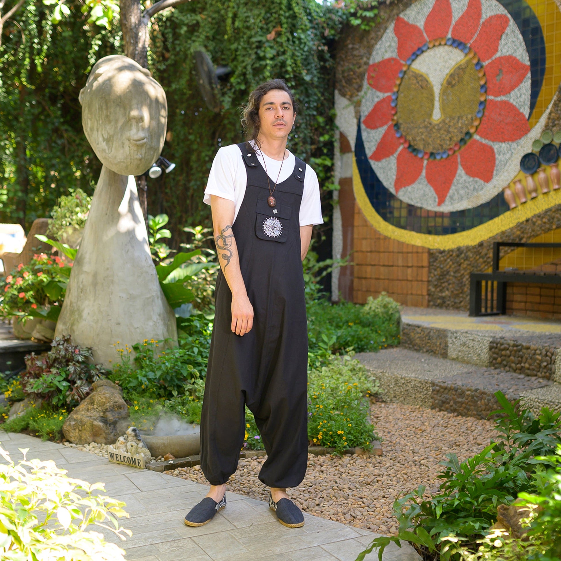 Boho Jumpsuit Sprunghaft Schwarz