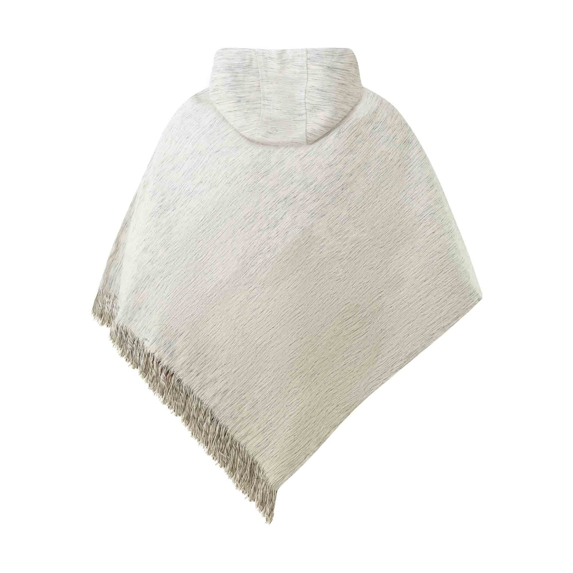 Hippie Wendeponcho im Mexikaner Poncho Style Beige