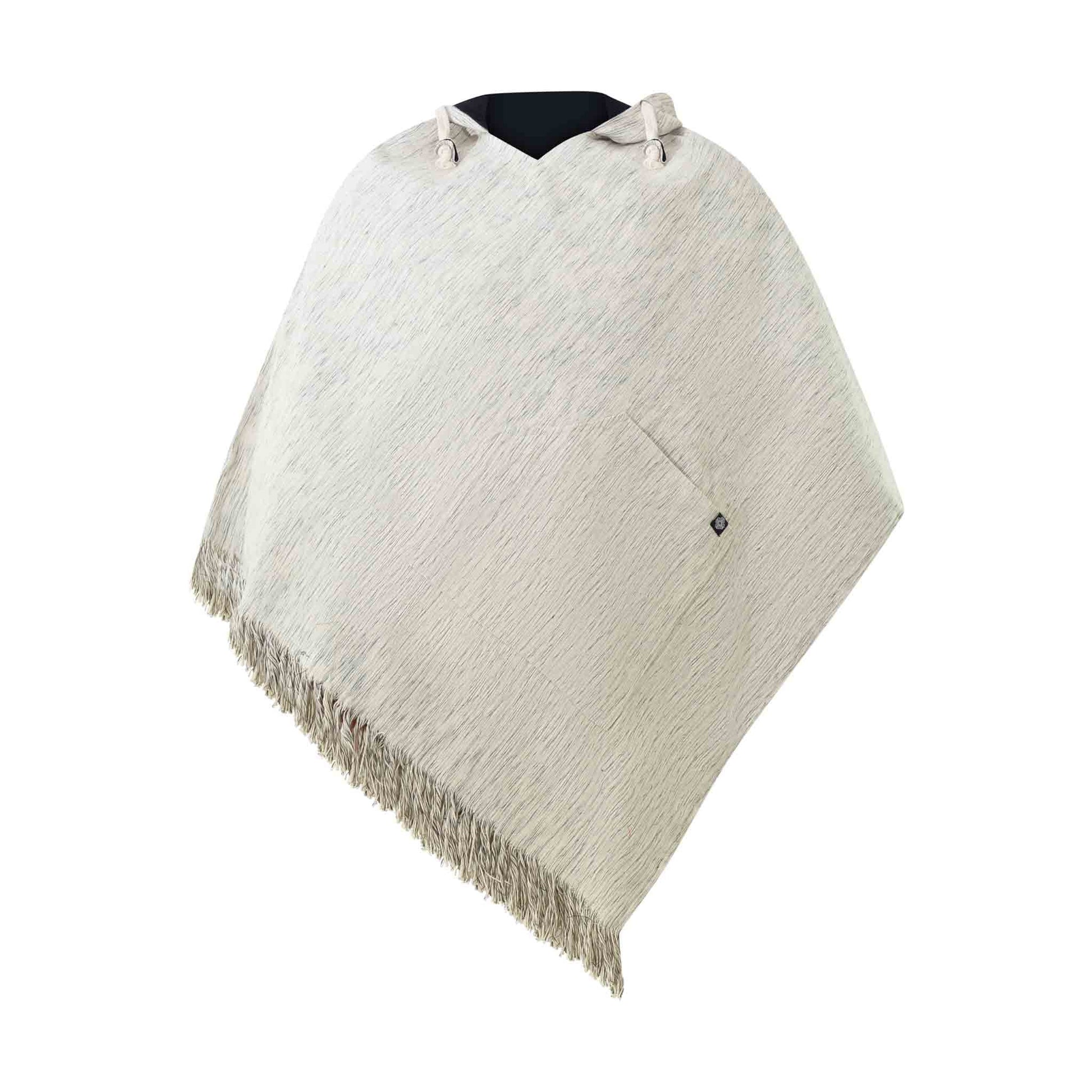 Hippie Wendeponcho im Mexikaner Poncho Style Beige