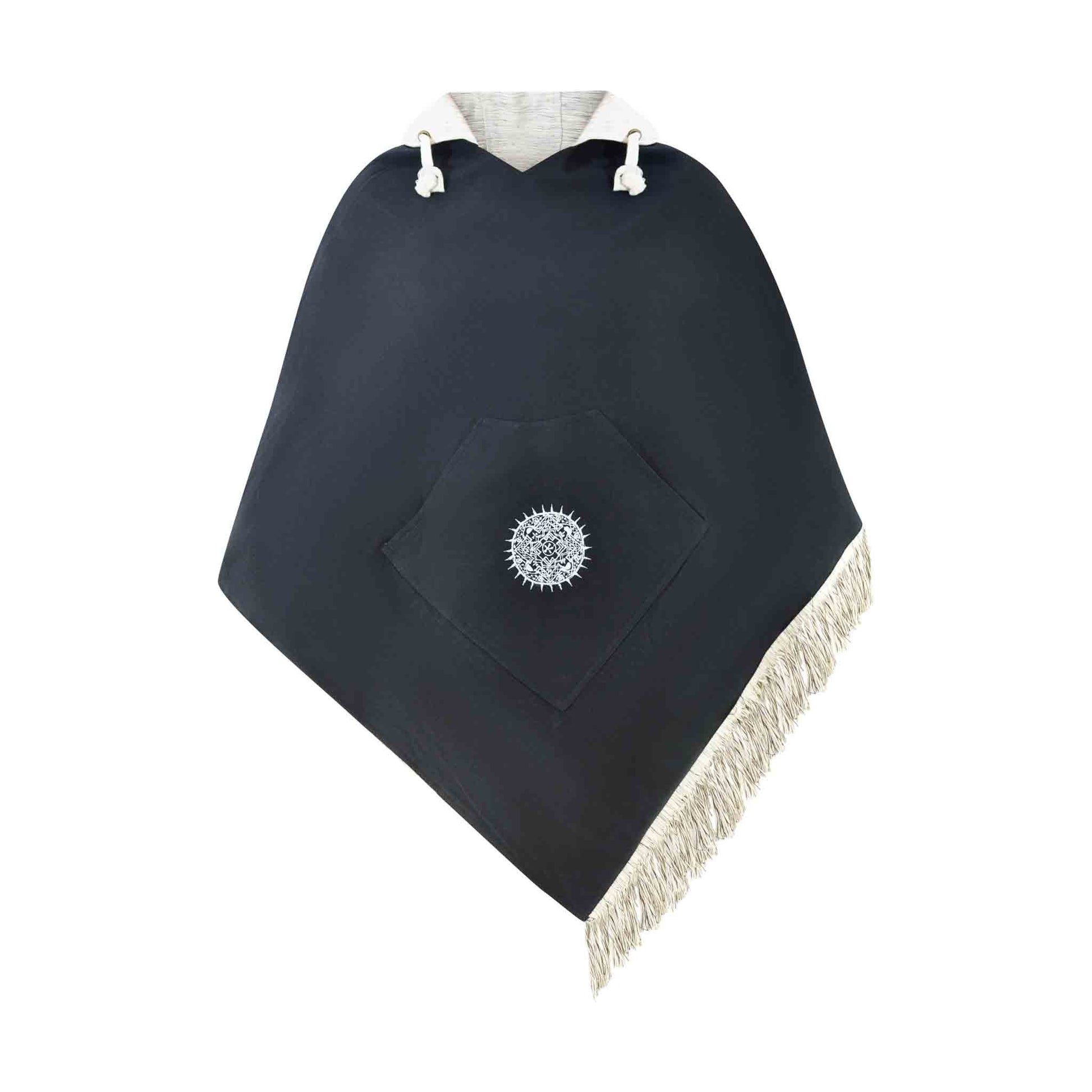 Hippie Wendeponcho im Mexikaner Poncho Style Beige