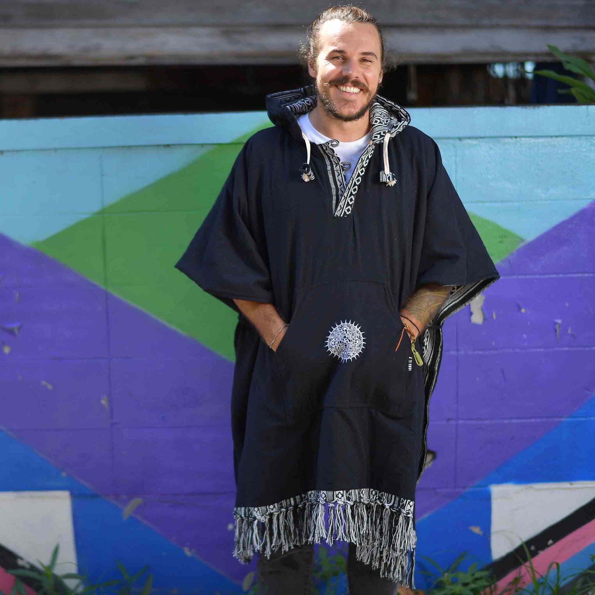 Hippie Wendeponcho Arriba Schwarz