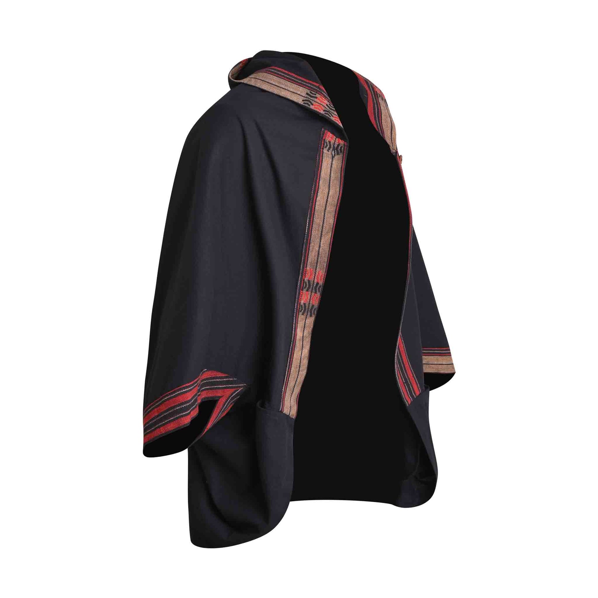 Hippie Poncho Boho Style Kimono Kraft Schwarz