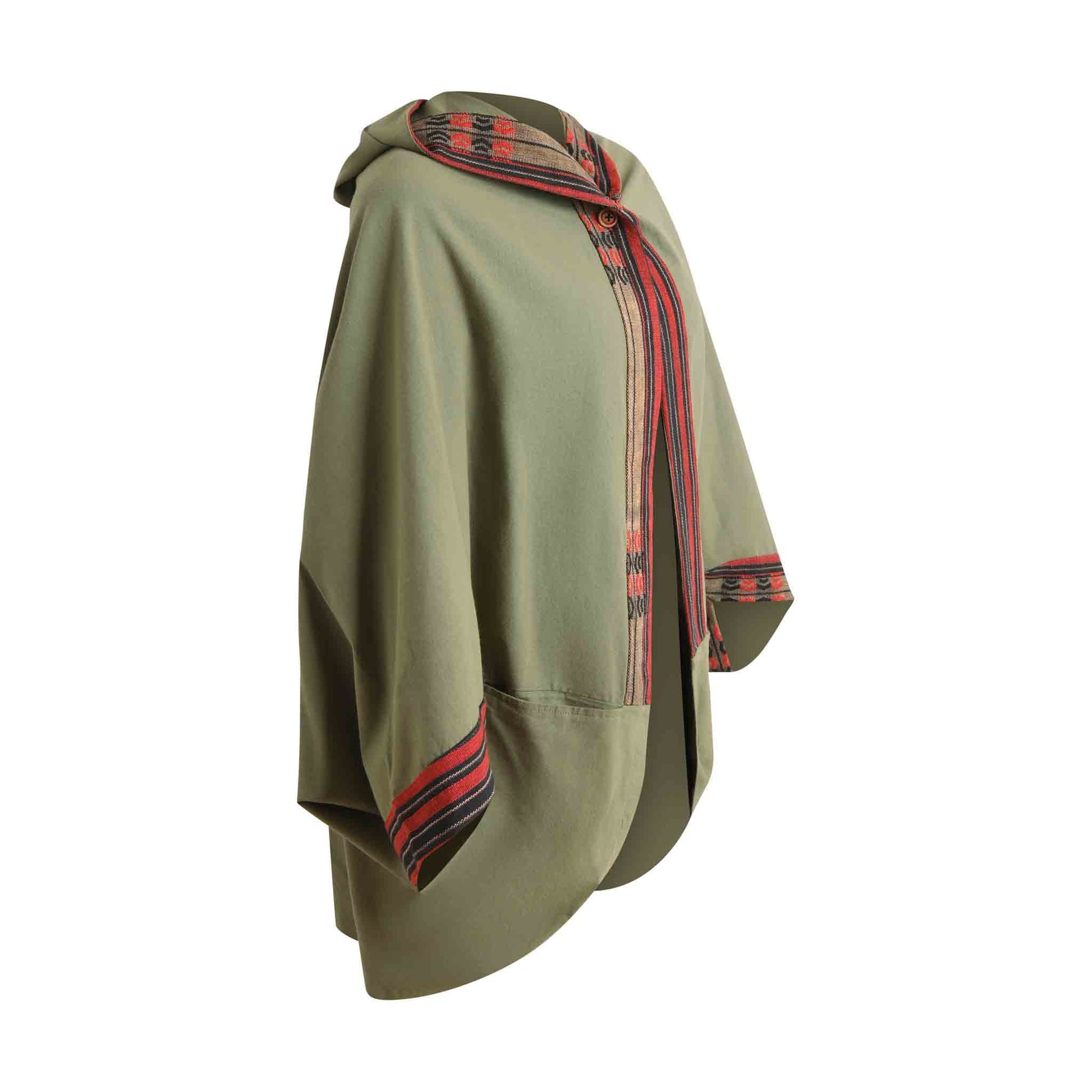 Hippie Poncho Boho Style Kimono Kraft Grün
