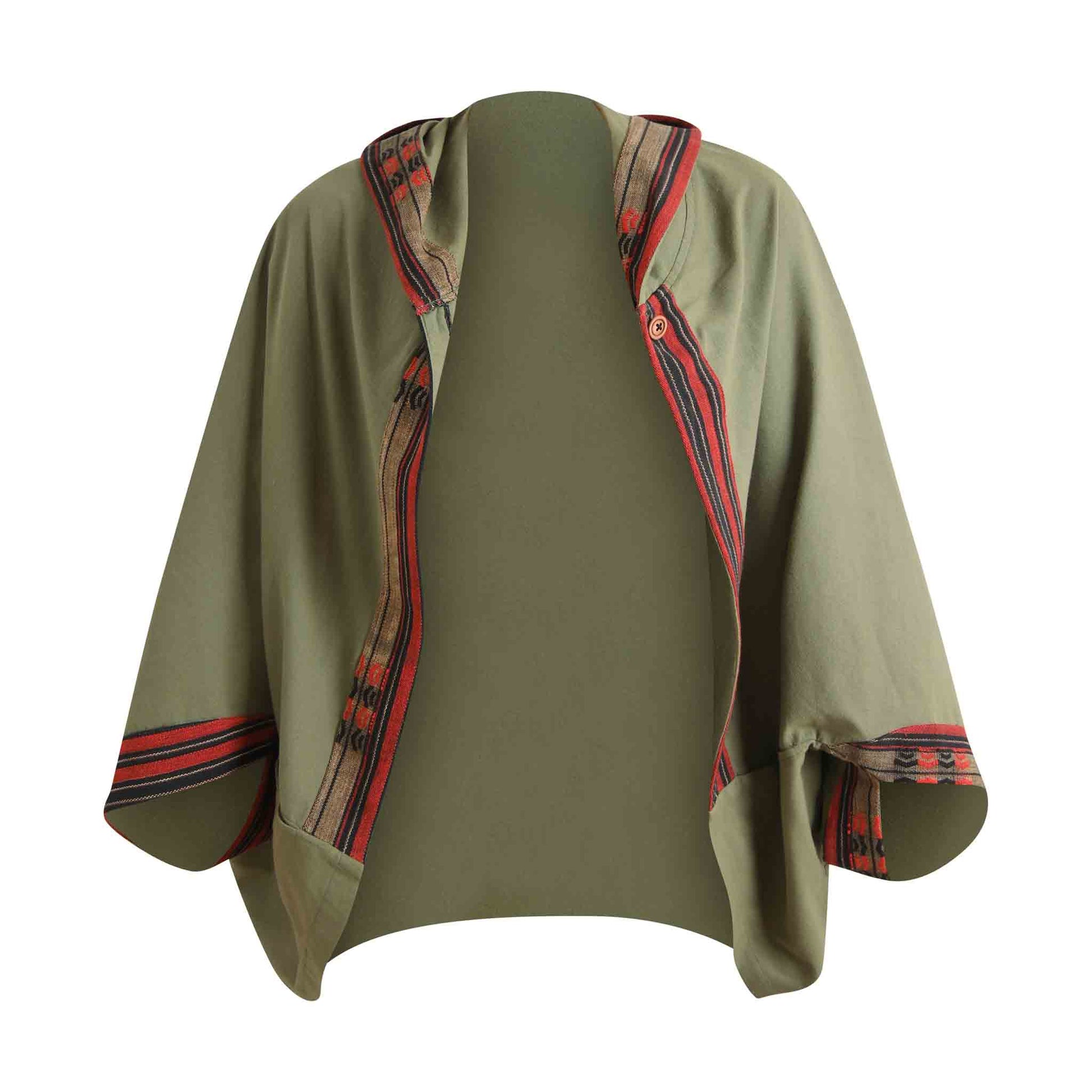 Hippie Poncho Boho Style Kimono Kraft Grün