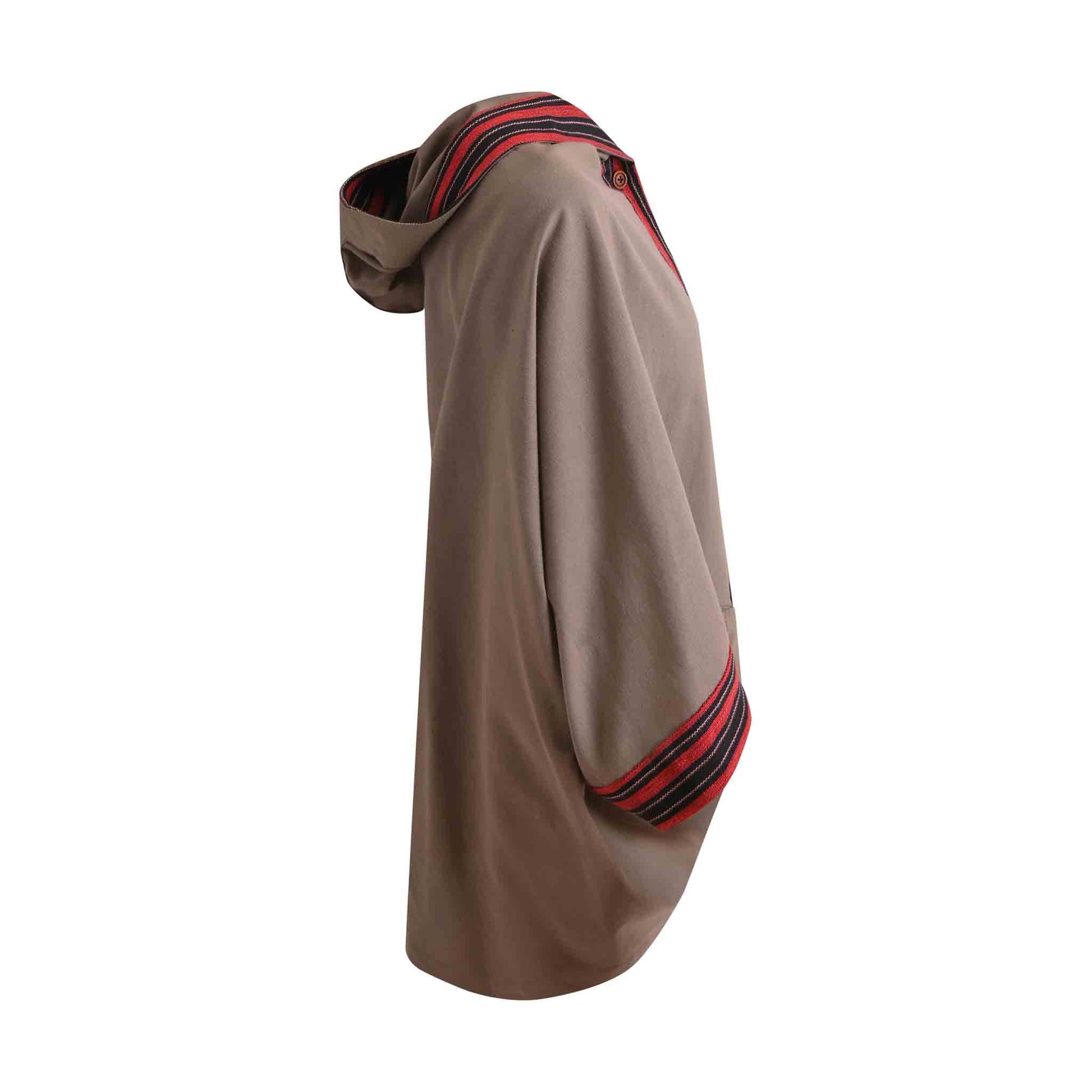 Hippie Poncho Boho Style Kimono Kraft Graubraun