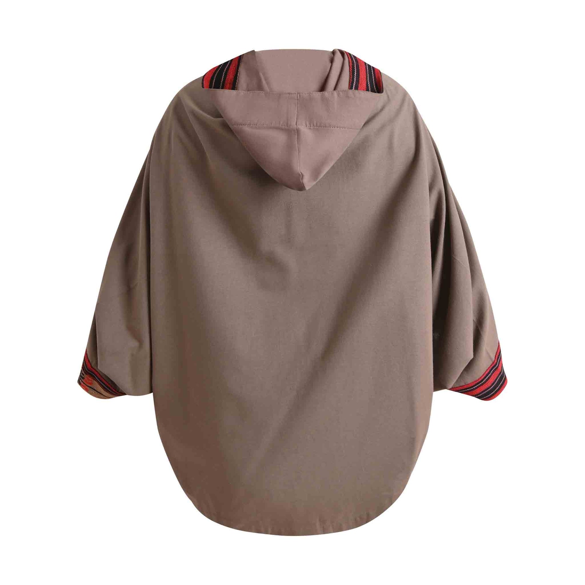 Hippie Poncho Boho Style Kimono Kraft Graubraun