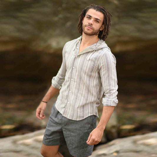 model-l Hippie Boho Männer Hemd Freidenker Braun