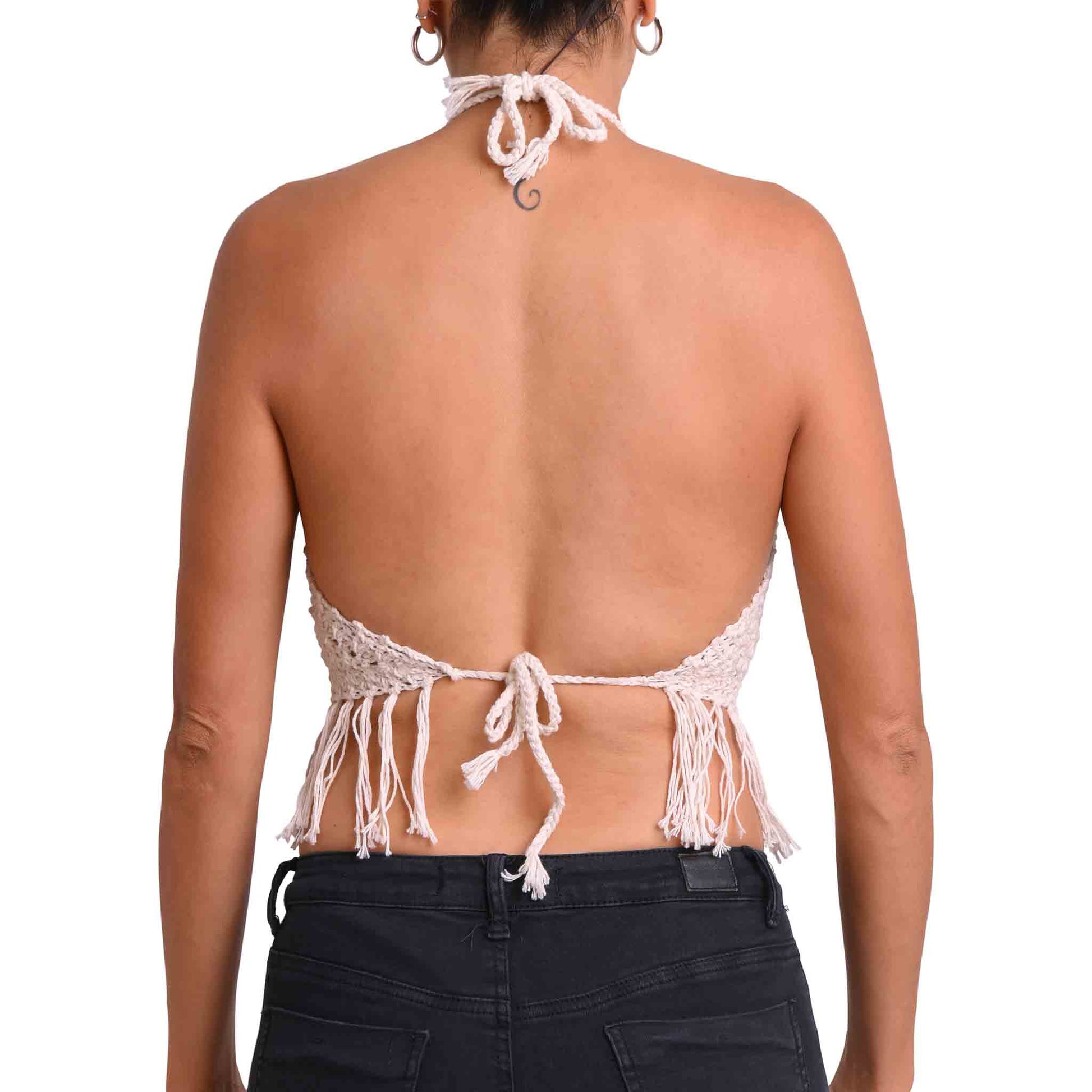 Häkeltop Feingestrickt Beige