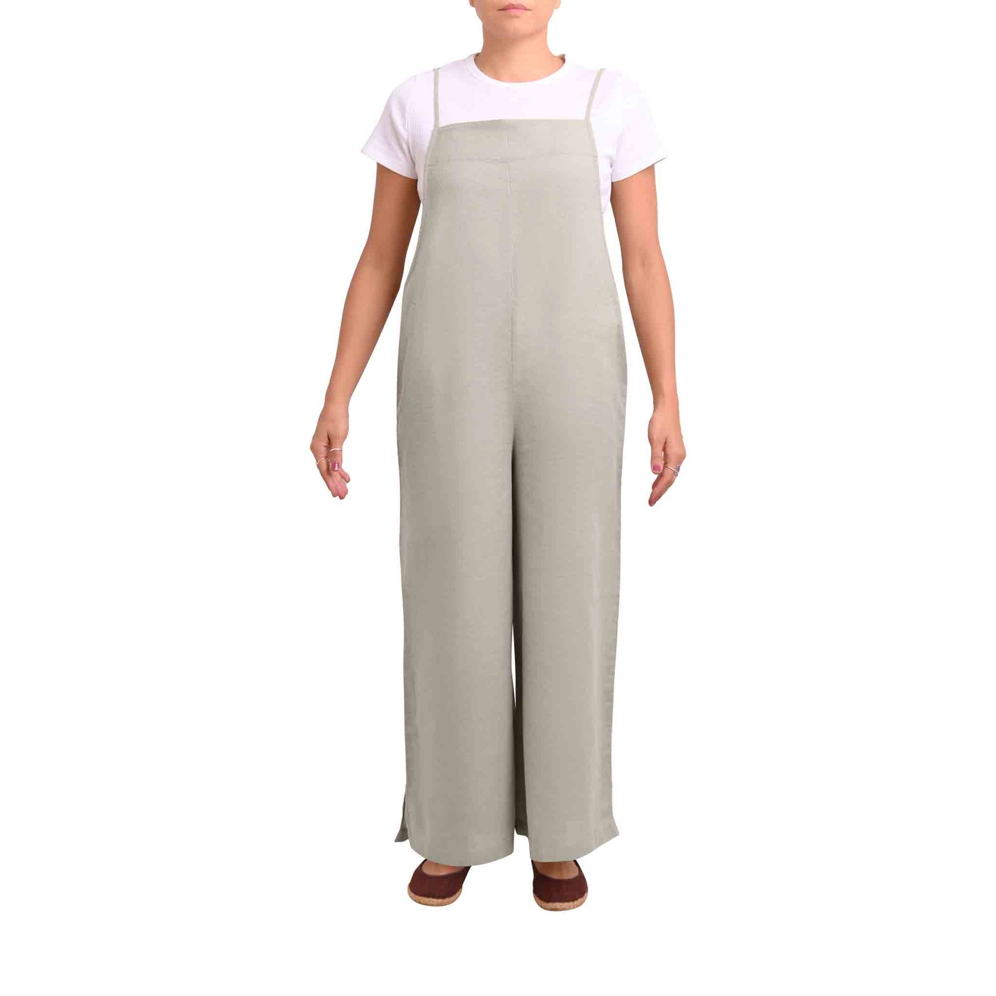 Baumwoll/Leinen Jumpsuit Widelax Grün