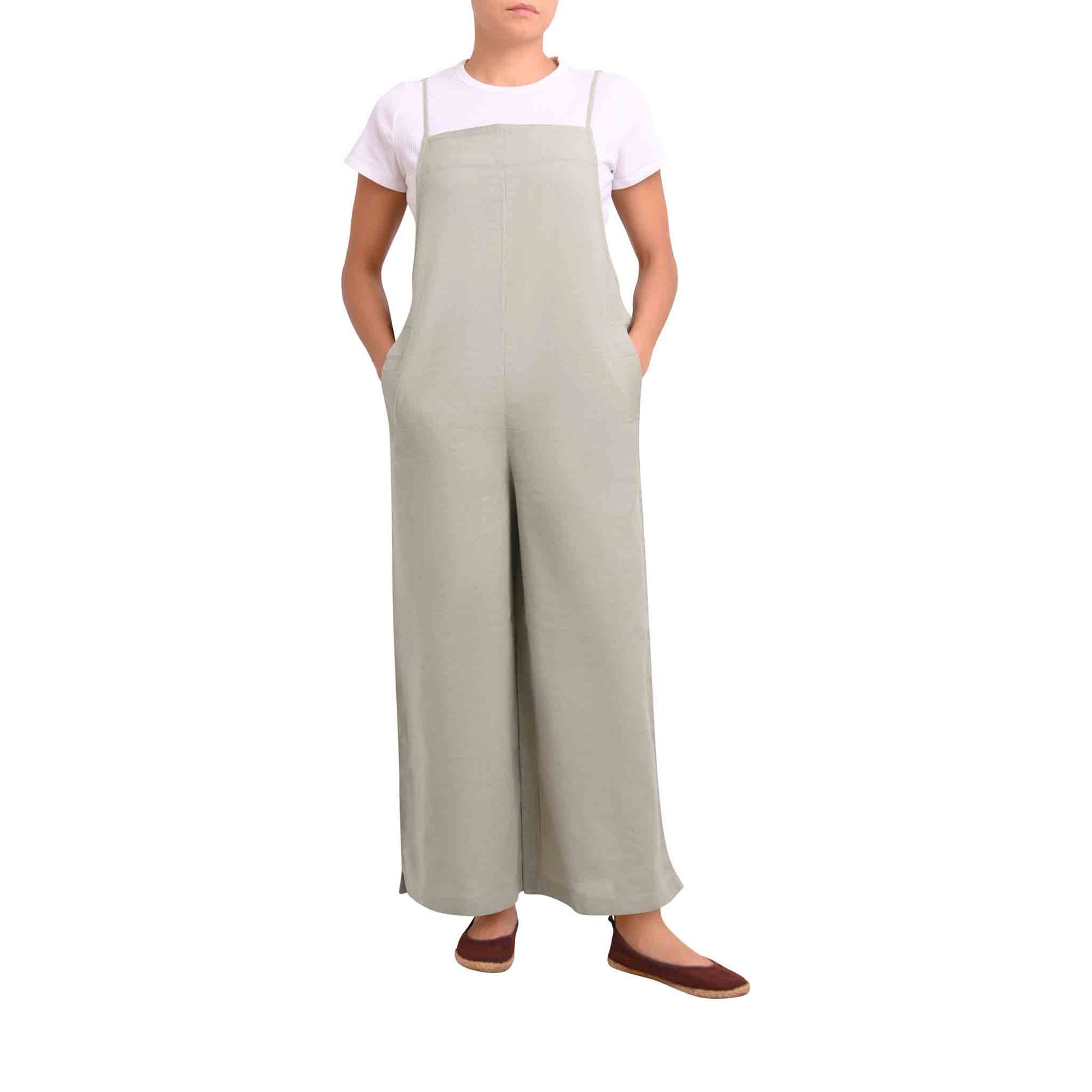 Baumwoll/Leinen Jumpsuit Widelax Grün