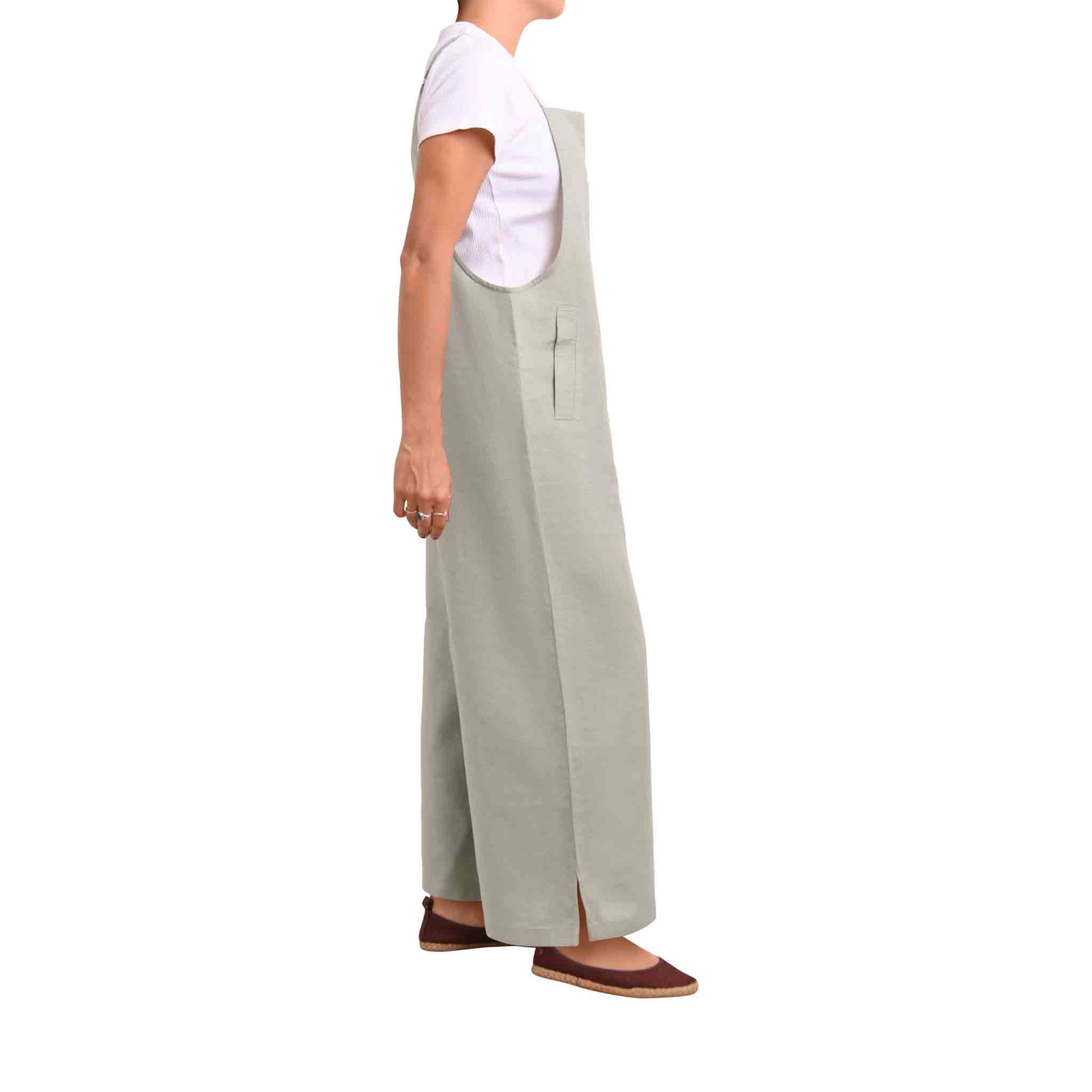 Baumwoll/Leinen Jumpsuit Widelax Grün