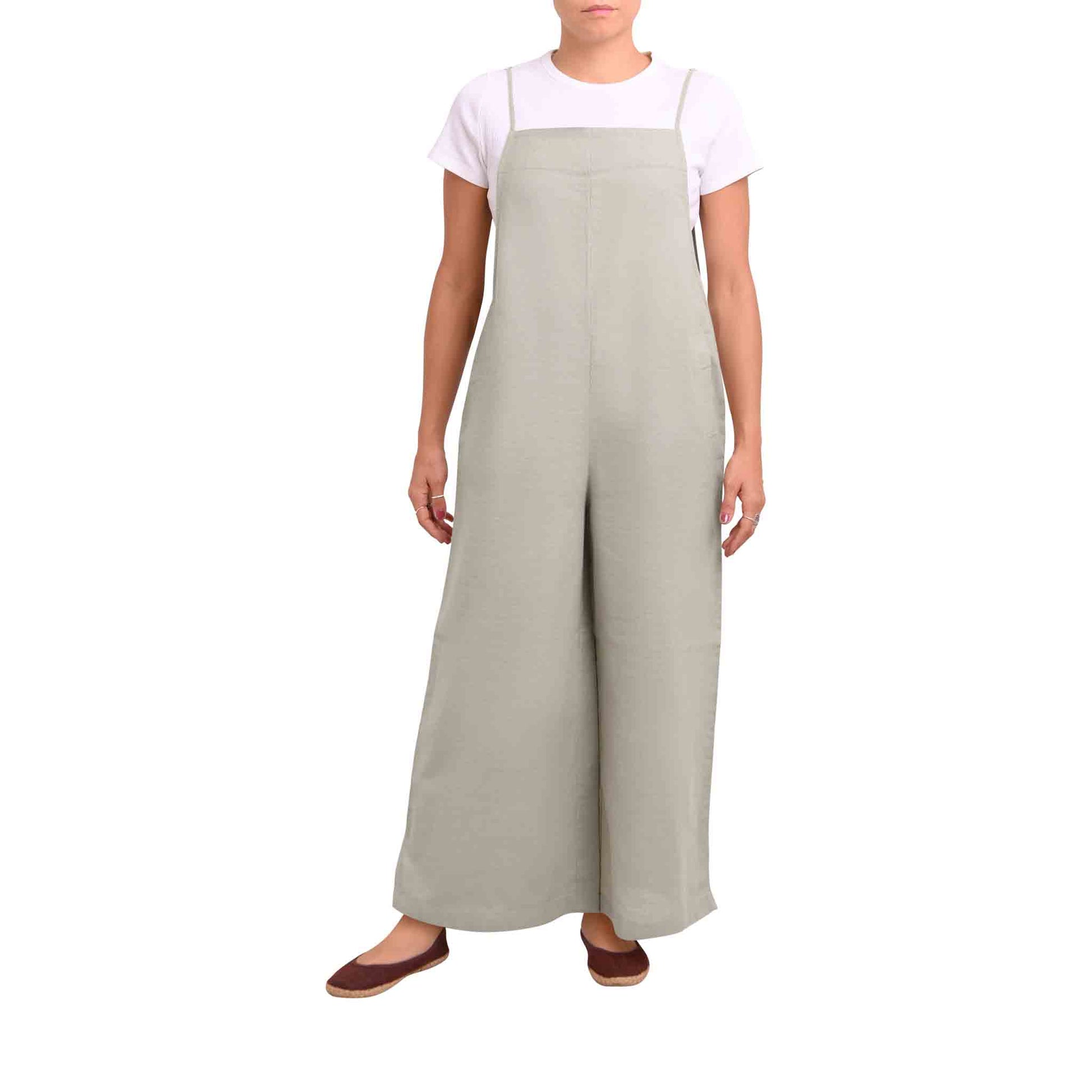 Baumwoll/Leinen Jumpsuit Widelax Grün