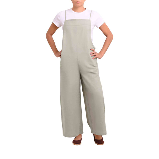 Baumwoll/Leinen Jumpsuit Widelax Grün