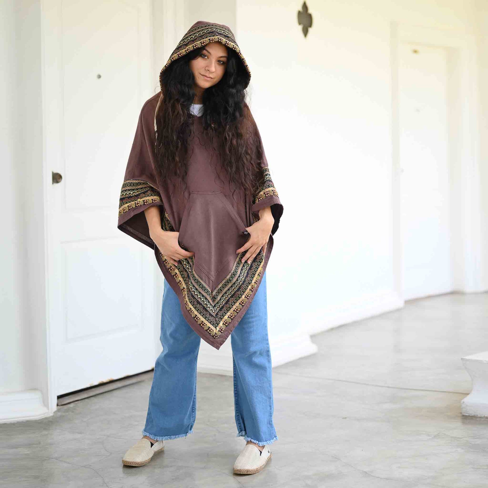 Langer Poncho Mondscheinträumer Braun