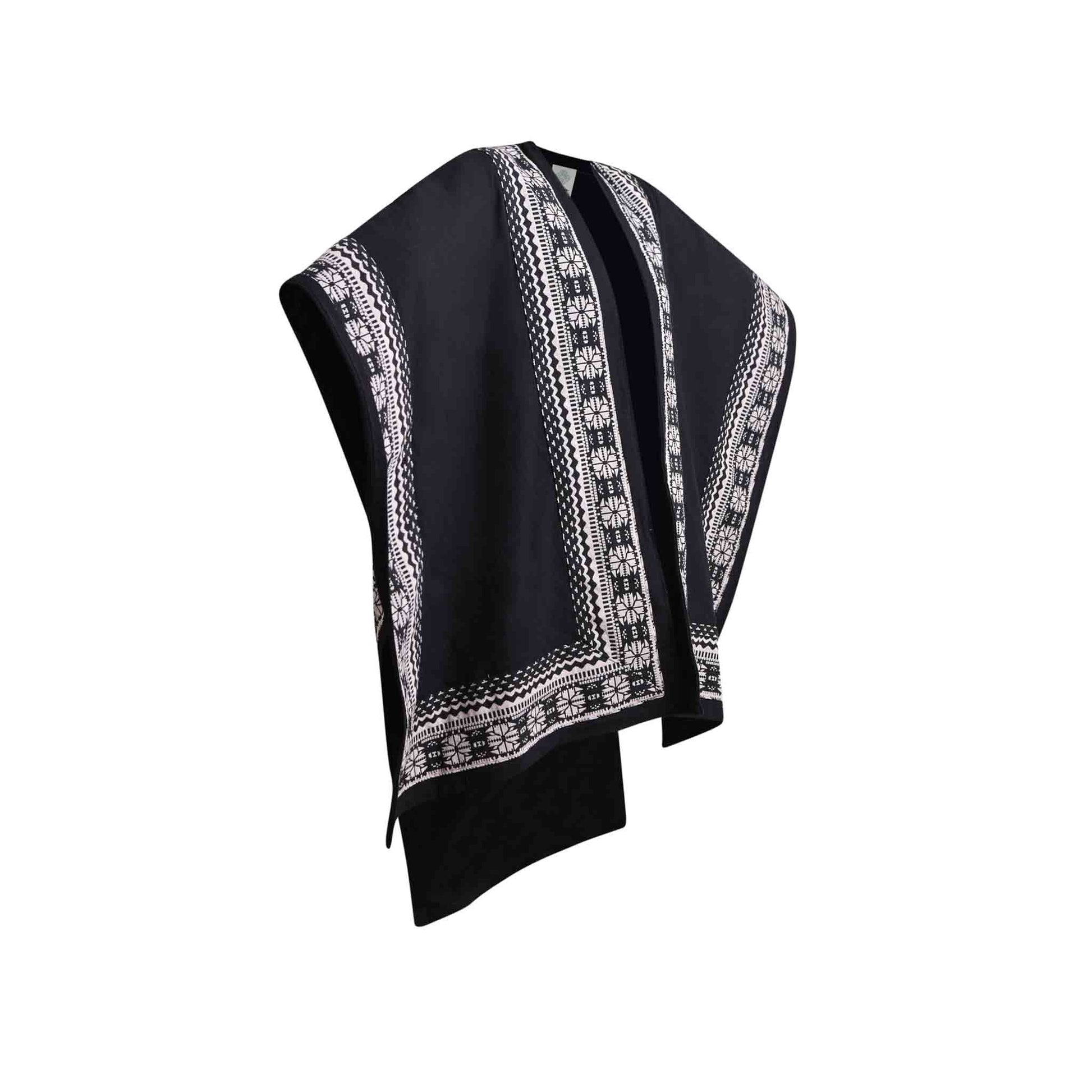 Hippie Style Poncho Schal Der Gefährte Schwarz