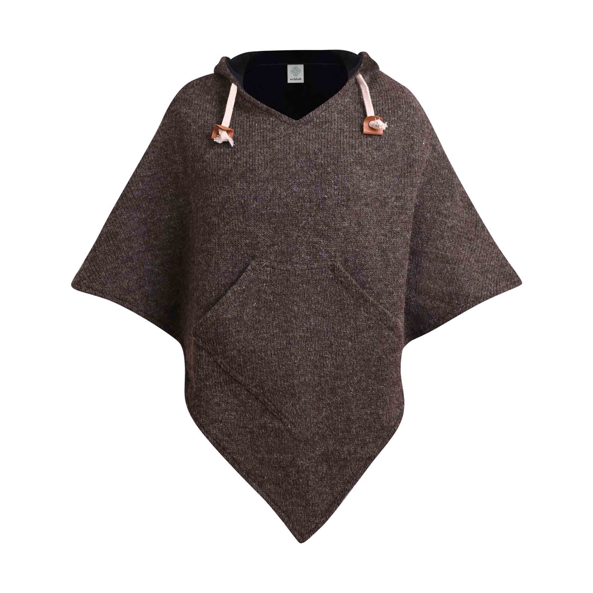 Warmer Poncho aus Wolle Abajo Braun