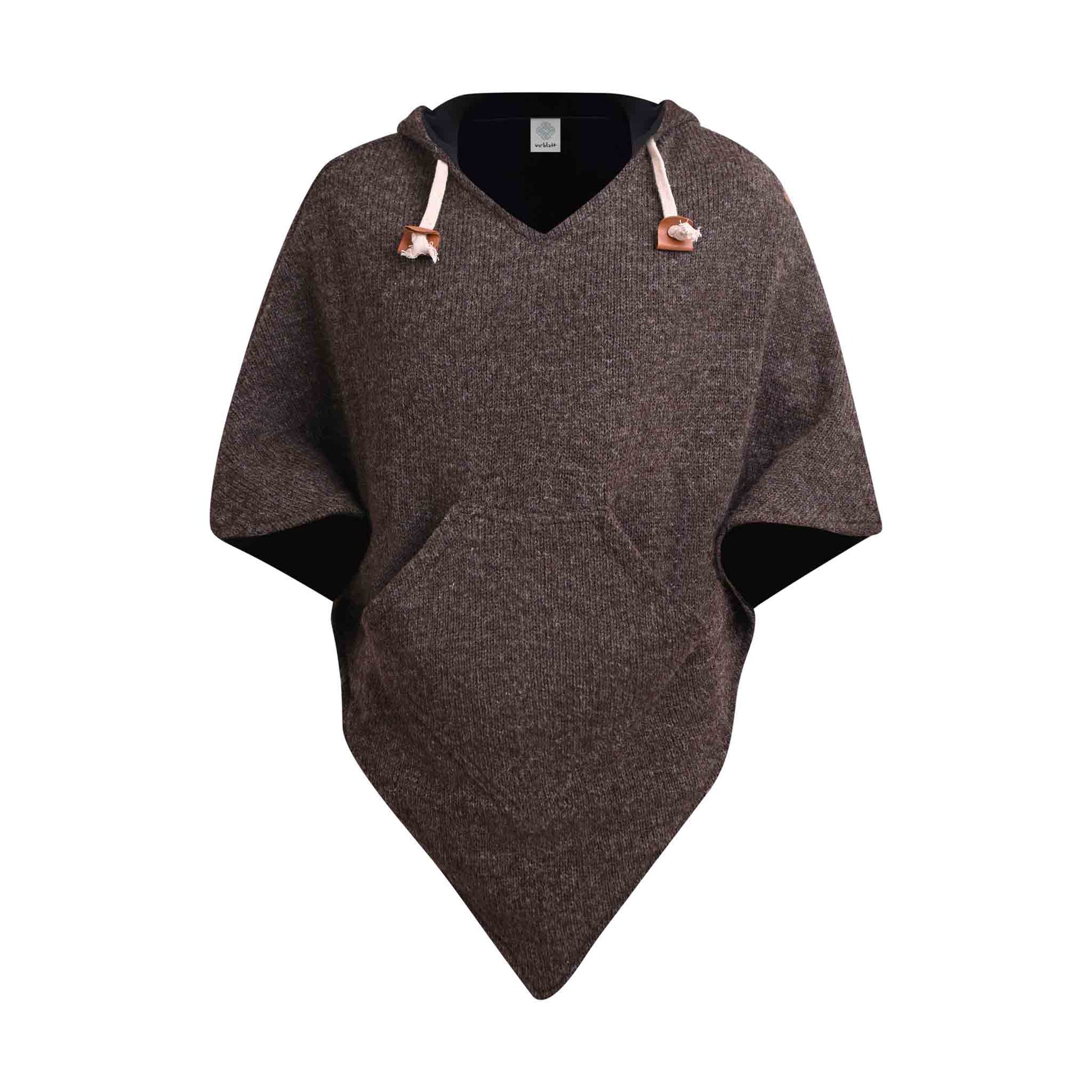 Warmer Poncho aus Wolle Abajo Braun