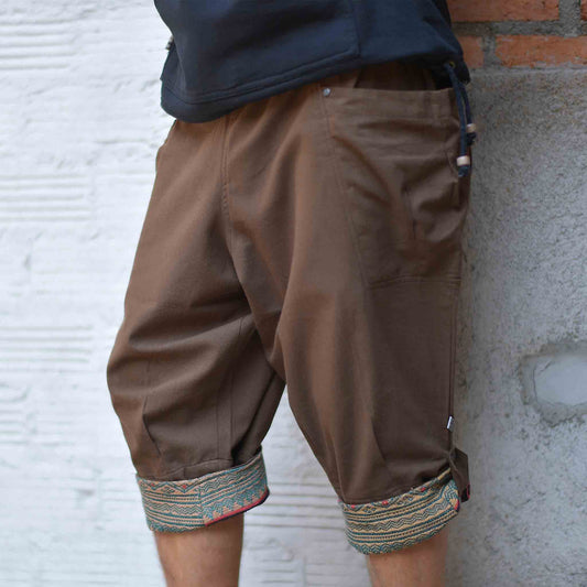 Kurze Hippie Style Haremshose Großzügig Braun