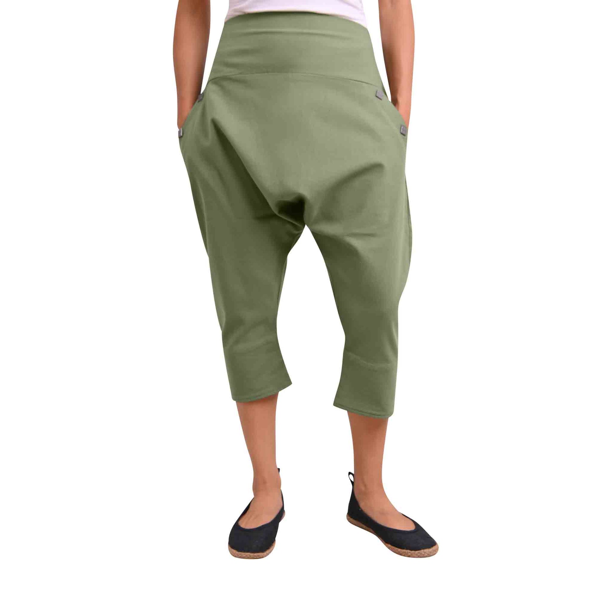 Kurze Boho Style Haremshose Auszeit Grün