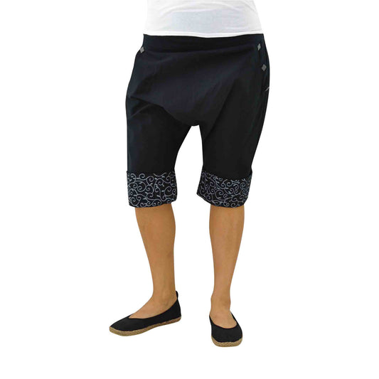 Kurze Boho Style Haremshose Pokhara Schwarz