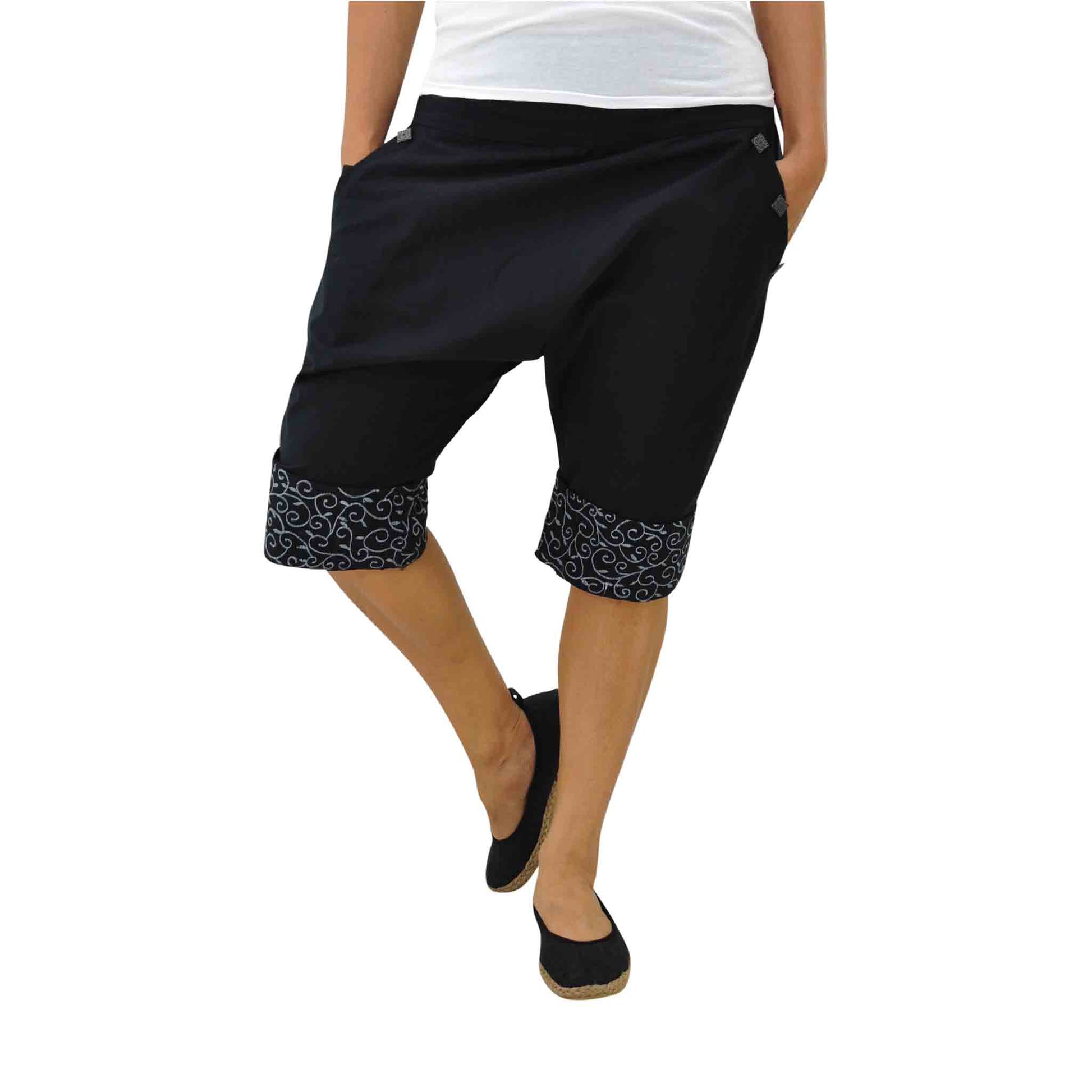 Kurze Boho Style Haremshose Pokhara Schwarz