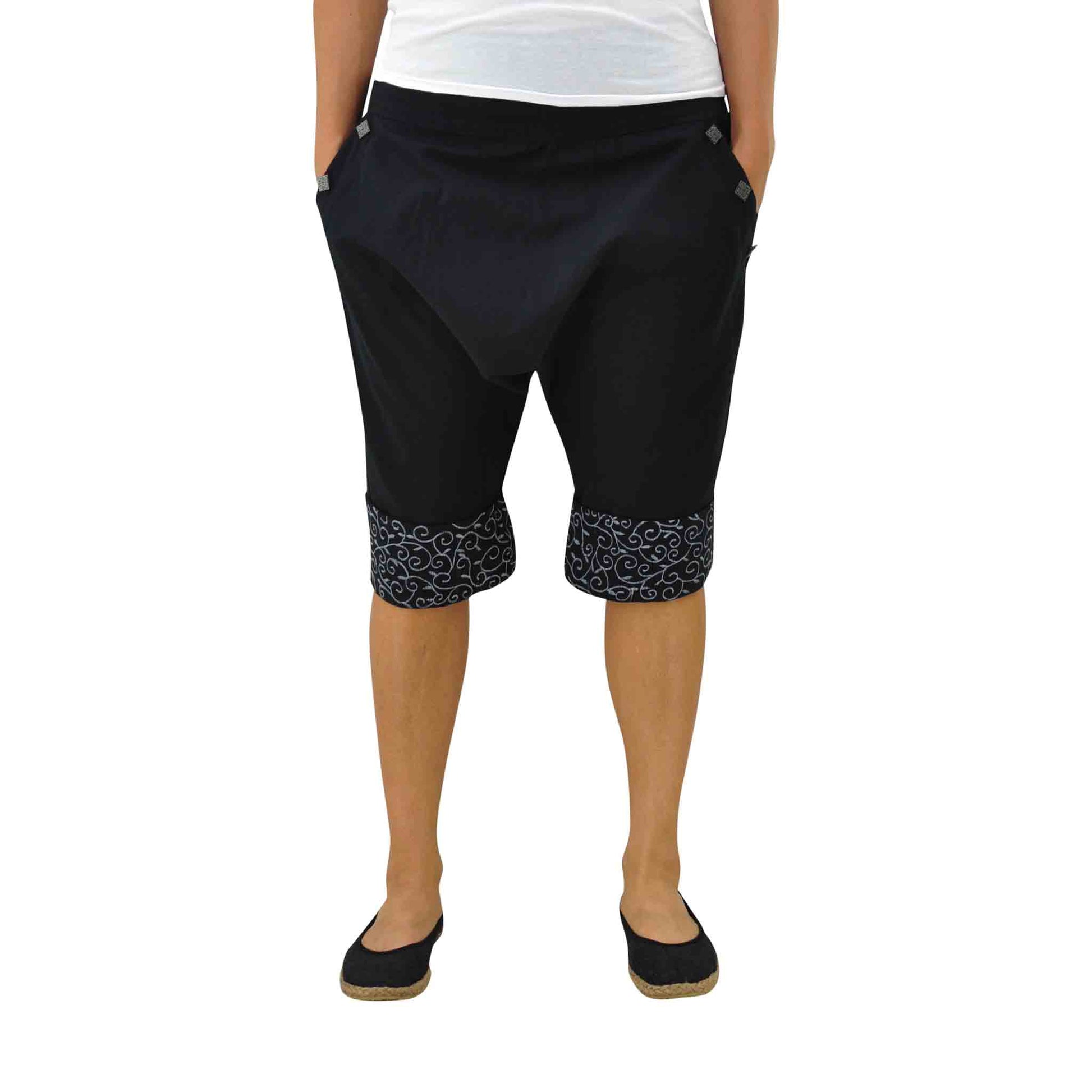 Kurze Boho Style Haremshose Pokhara Schwarz