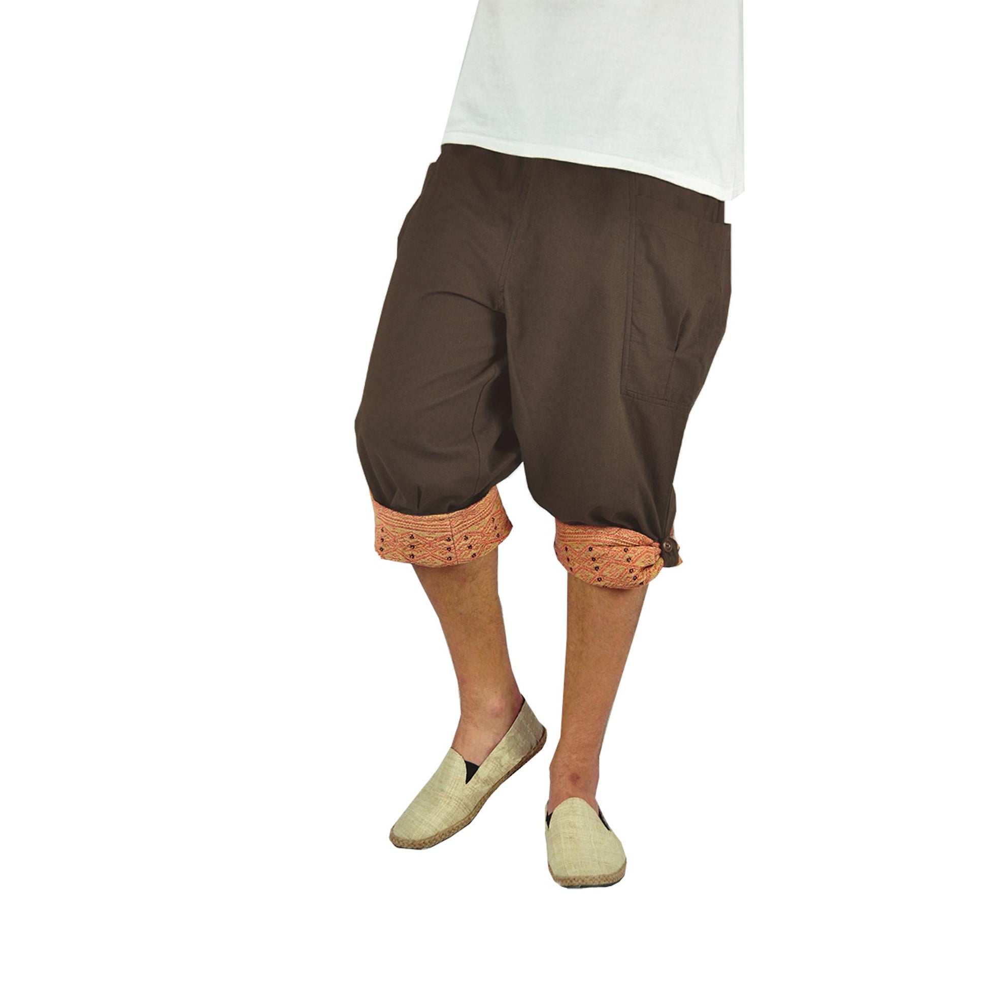 Kurze Hippie Style Haremshose Großzügig Braun