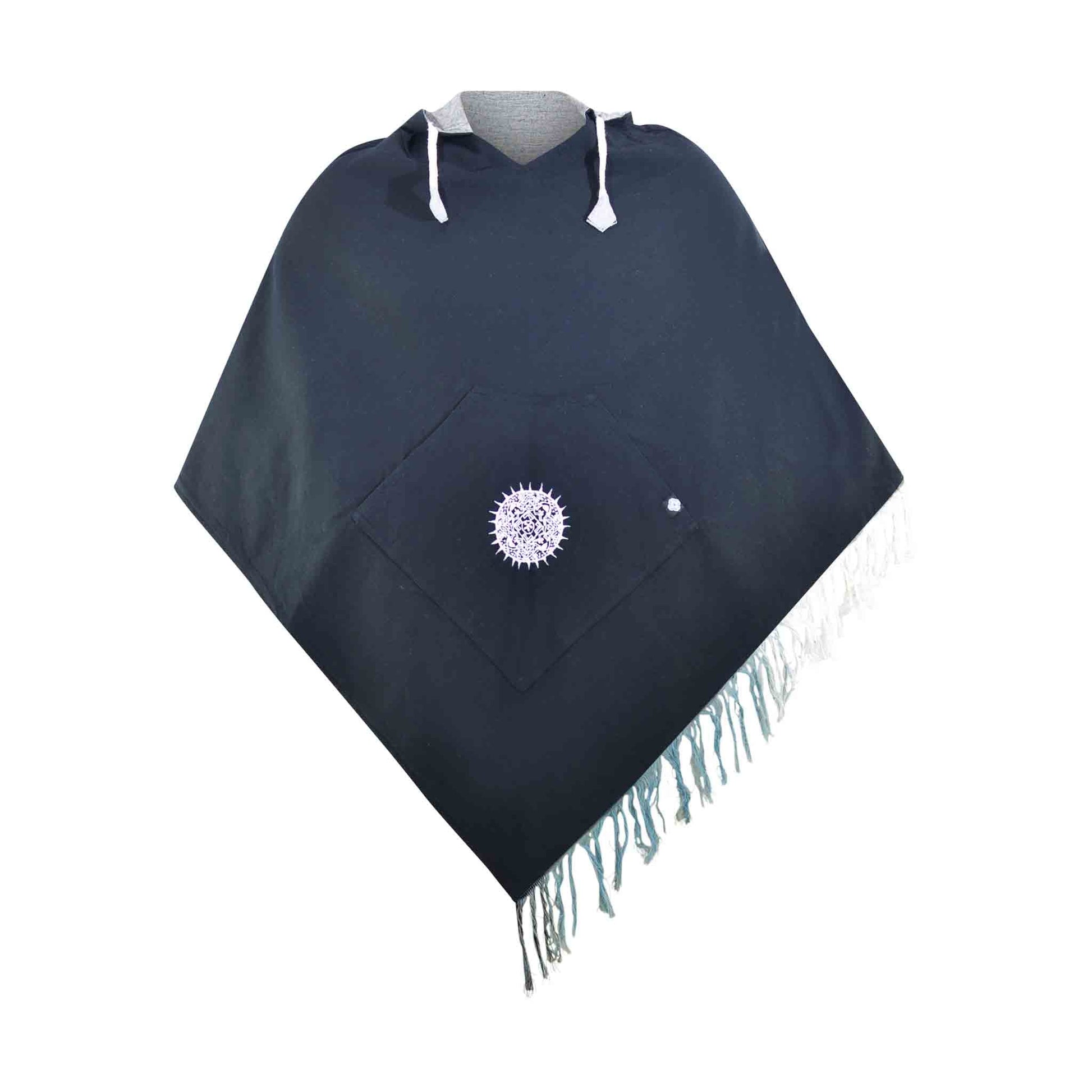 Boho Poncho Herren und Damen Wanderlust Grau