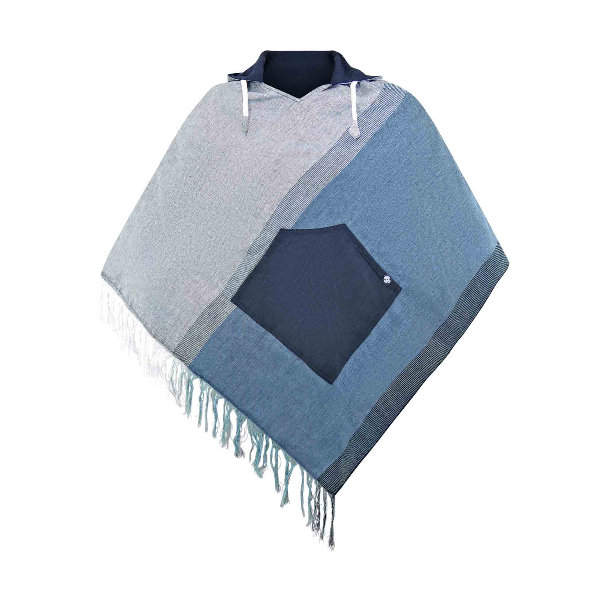 Boho Poncho Herren und Damen Wanderlust Grau