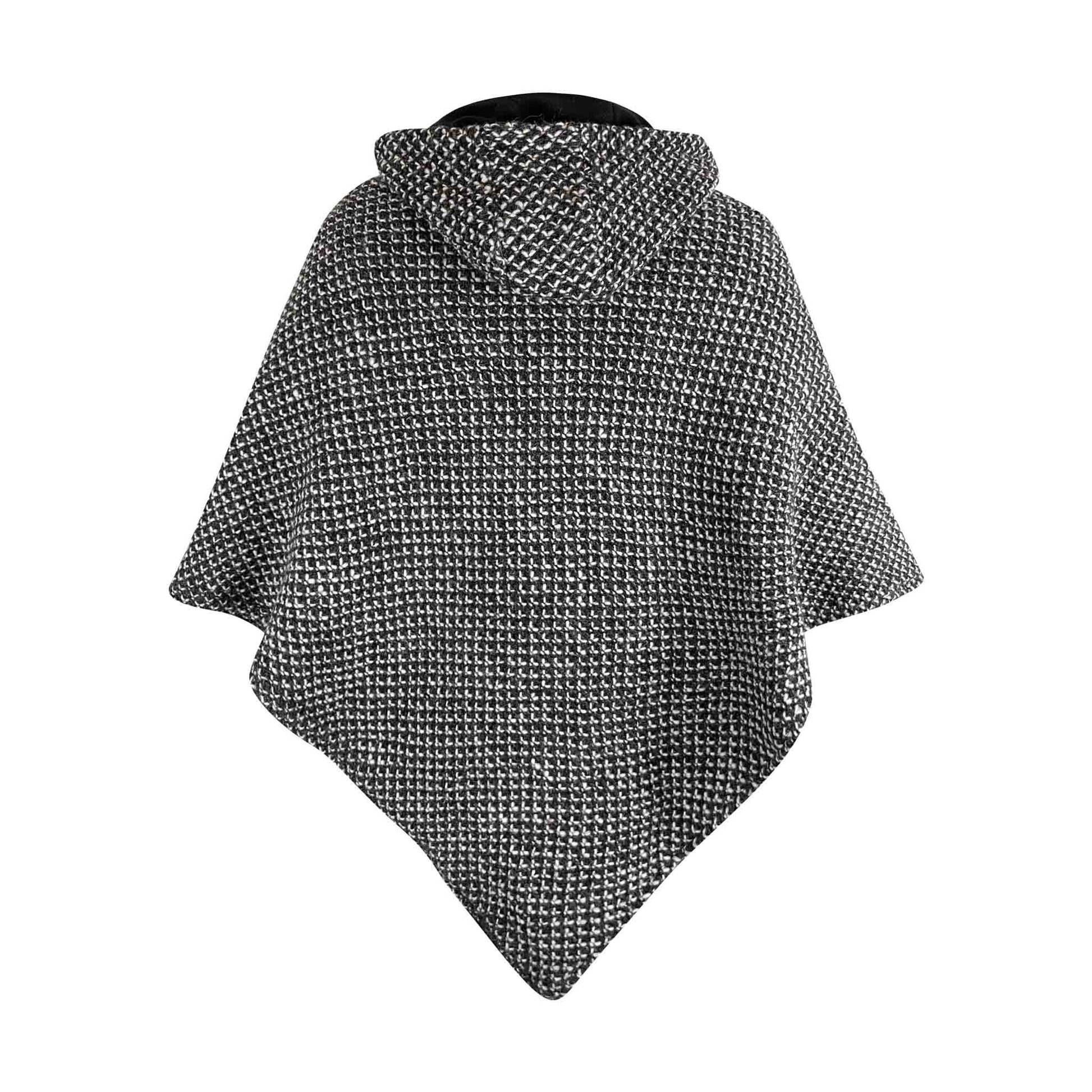 Bohemian Style Wollponcho Abajo Schwarz meliert