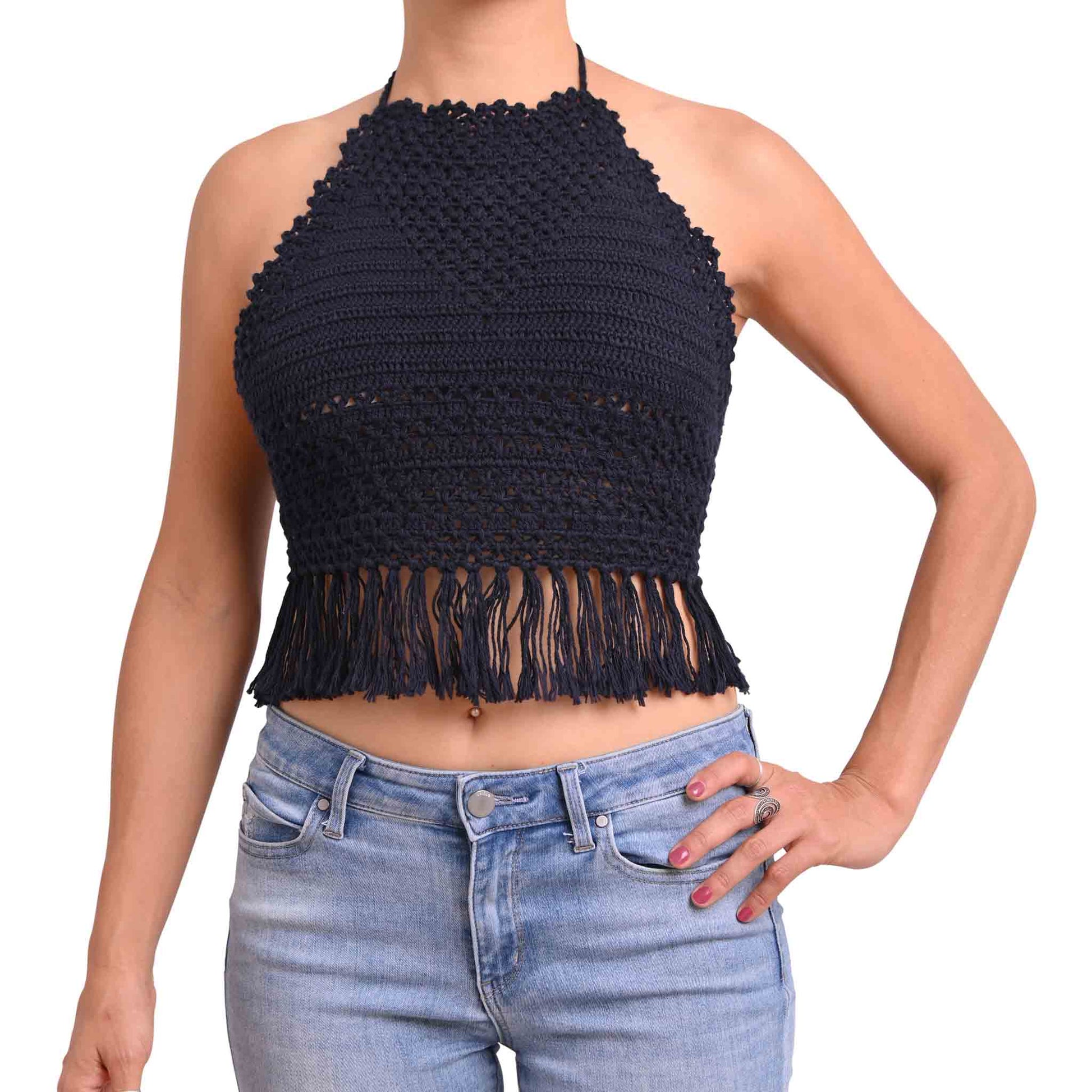 Crochet Tie Neck Top - Buy Cream Lace Halter Neck Top Online