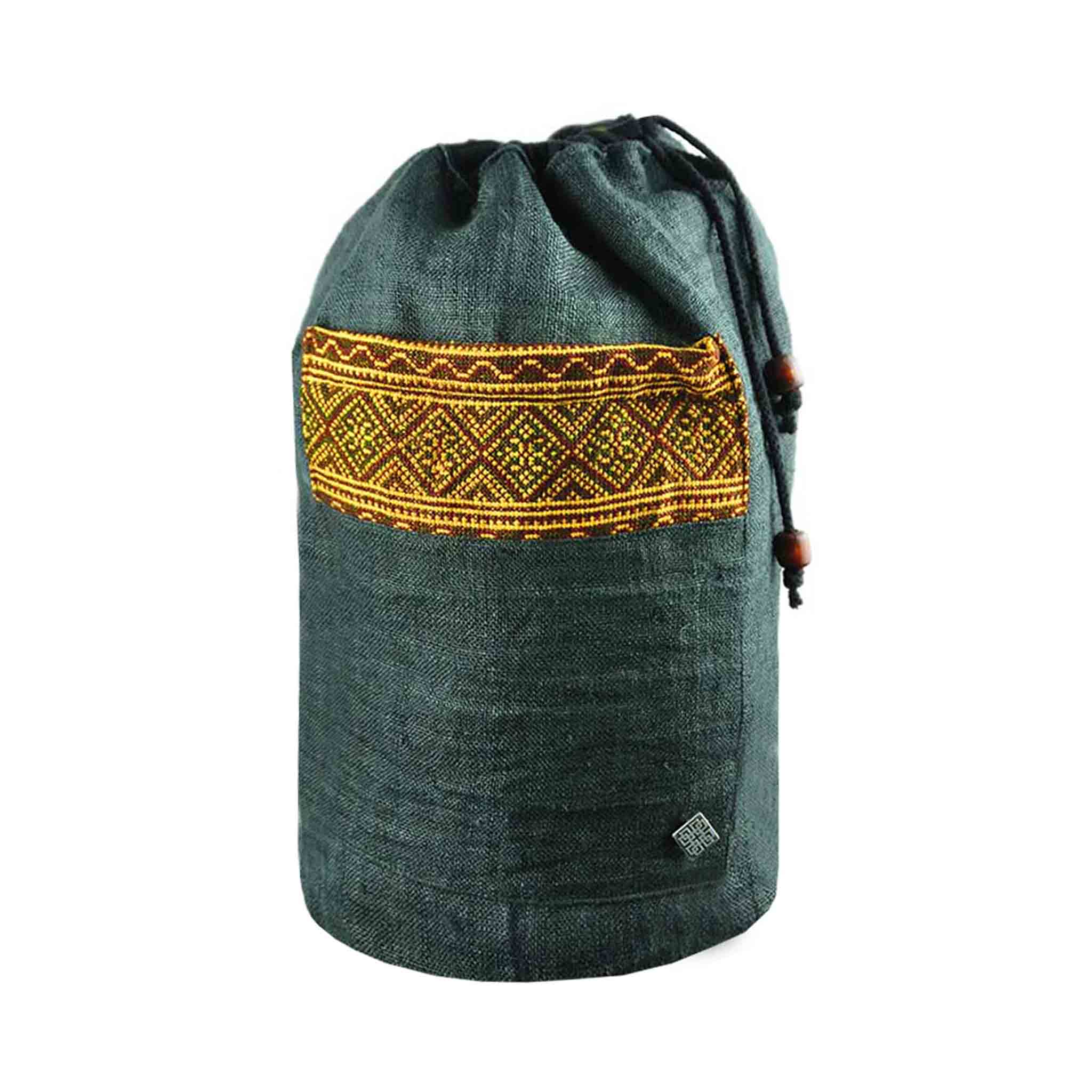 GURU SHOP Ethno Schultertasche 'Tree Of Life' – Petrol, 20x20x15 Cm, Aus Stonewash Canvas, Bestickt