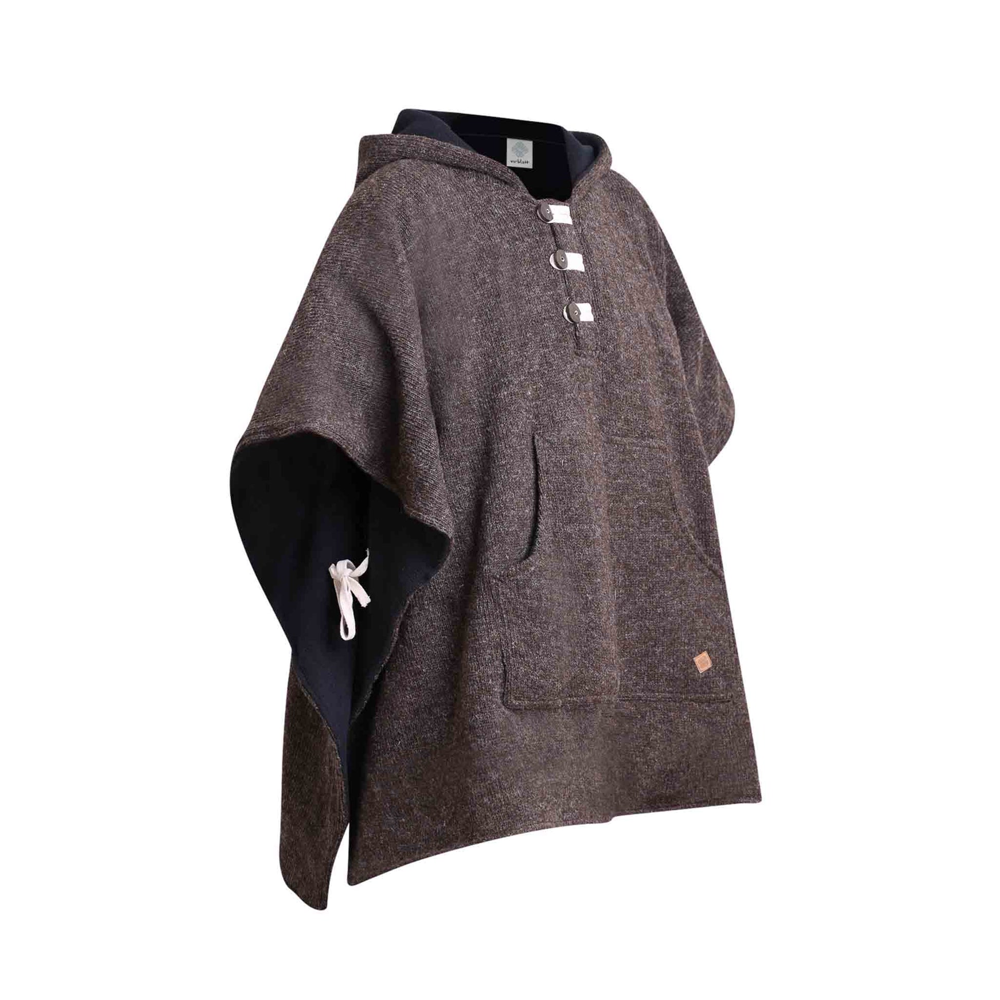 Wollponcho Herren und Damen Arriba Braun